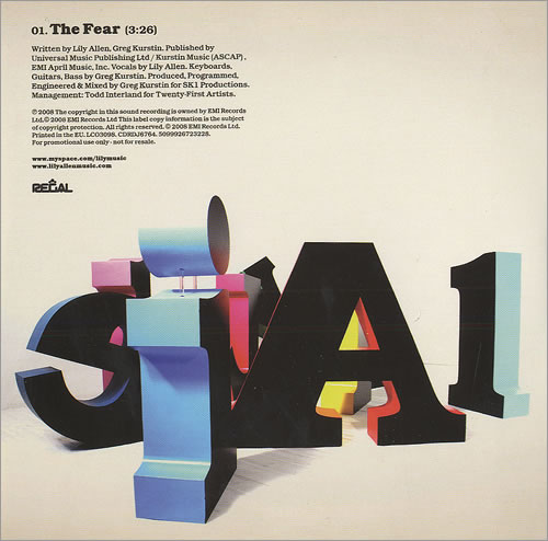 Lily Allen The Fear UK Promo CD single (CD5 / 5